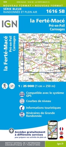 La Ferté-Macé/Pré-en-Pail/Carrouges. Carte topographie