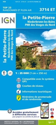La Petite-Pierre, Niederbronn-les-Bains, PNR des Vosges du Nord. 1/25 000