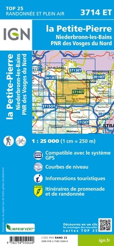 La Petite-Pierre, Niederbronn-les-Bains, PNR des Vosges du Nord. 1/25 000