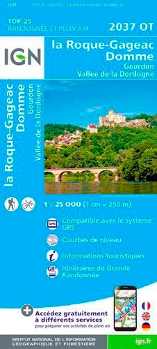La Roque-Gageac, Domme. Gourdon, Vallée de la Dordogne : 1/25 000 2e édition