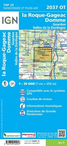 La Roque-Gageac, Domme. Gourdon, Vallée de la Dordogne : 1/25 000 2e édition