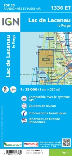 Lac de Lacanau Le Porge. 1/25 000 4e édition
