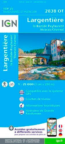 Largentière. La Bastide-Puylaurent, Vivarais, Cenevol : 1/25 000 3e édition