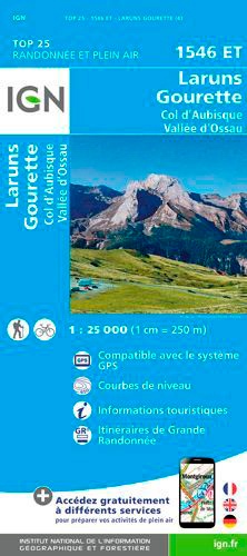  IGN - Laruns Gourette Col d'Aubisque Vallée d'Ossau - 1/25 000.