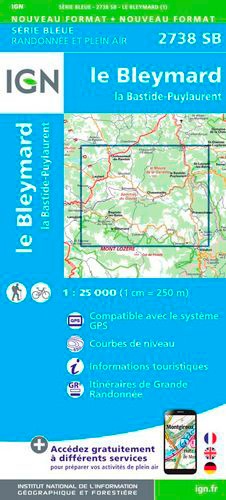 Le Bleymard, La Bastide-Puylaurent. 1/25 000