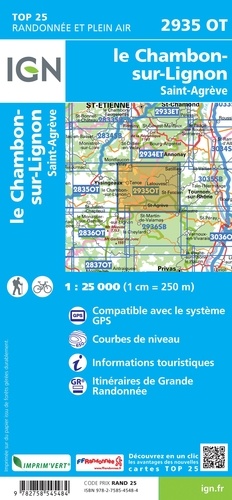 Le Chambon-sur-Lignon, Saint-Agrève. 1/25 000 3e édition