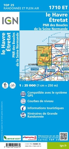 Le Havre, Etretat. Parc naturel régional des Boucles de la Seine Normande. 1/25 000
