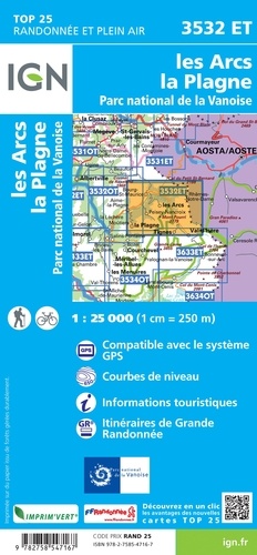 Les Arcs, la Plagne, Parc national de la Vanoise. 1/25 000