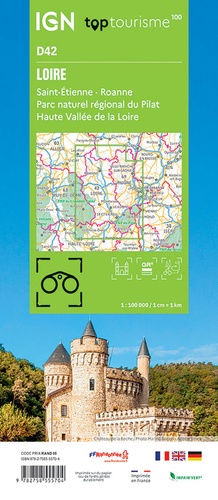 Loire. Saint-Etienne, Roanne, Parc naturel régional du Pilat, Haute Vallée de la Loire1/100 000