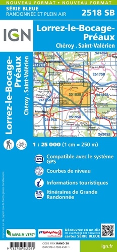 Lorrez-le-Bocage, Préaux, Cheroy St-Valérien. 1/25 000
