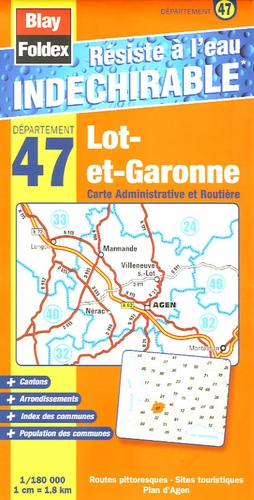  Blay-Foldex - Lot-et-Garonne Carte Administrative et Routière - 1/180 000.