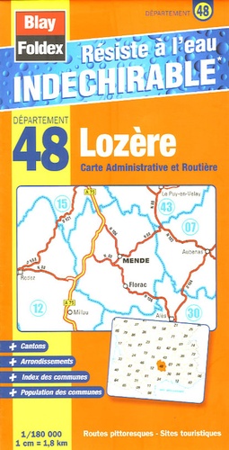  Blay-Foldex - Lozère - 1/180 000 Carte Administrative et Routière.
