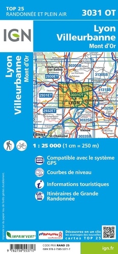 Lyon Villeurbanne Mont d'Or. 1/25 000