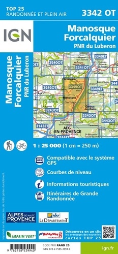 Manosque, Forcalquier, PNR du Luberon. 1/25 000