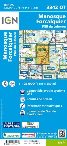 Manosque, Forcalquier. PNR du Luberon (1/25 000)