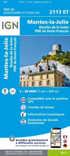 Mantes-la-Jolie, Boucles de la Seine, PNR du Vexin français. 1/25 000
