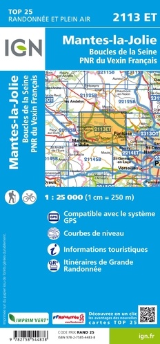 Mantes-la-Jolie, Boucles de la Seine, PNR du Vexin français. 1/25 000