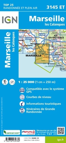 Marseille, les Calanques. 1/25 000