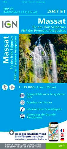 Massat, Pic des Trois Seigneurs, PNR des Pyrénées Ariégeoises. 1/25 000 4e édition