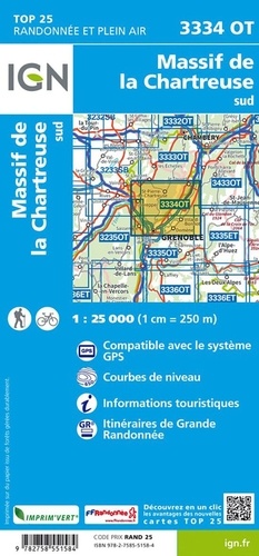 Massif de la Chartreuse sud. 1/25 000 5e édition