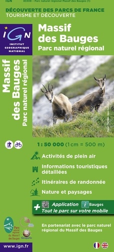 Massif des Bauges, parc naturel régional. 1/50 000