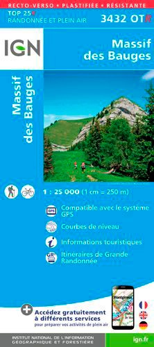  IGN - Massif des Bauges - 1/25 000.