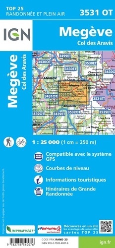 Megève, Col des Aravis. 1/25 000