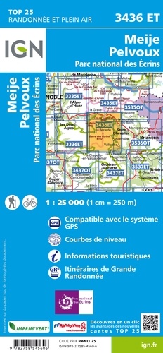 Meije, Pelvoux, PN des Ecrins. 1/25 000