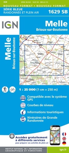 Melle, Brioux-sur-Boutonne. 1/25 000