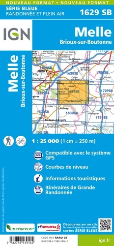 Melle, Brioux-sur-Boutonne. 1/25 000