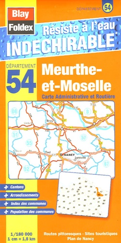  Blay-Foldex - Meurthe-et-Moselle Carte Administrative et Routière - 1/180 000.