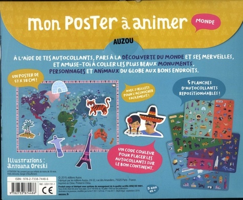 Mon poster à animer Monde. Avec un poster et plus de 180 autocollants