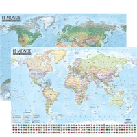 Monde : carte politique et physique (avec barres alu) 95 × 67 cm