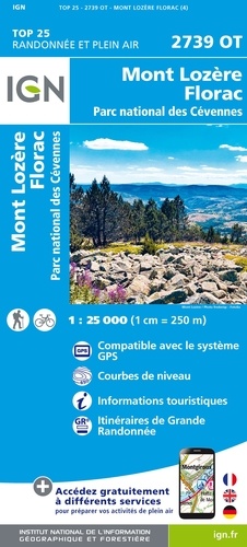 Mont Lozère, Florac, PN des Cévennes. 1/25 000