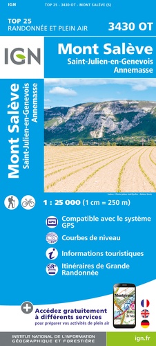 Mont Salève, Saint-Julien-en-Genevois, Annemasse. 1/25 000