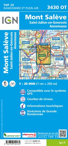 Mont Salève, Saint-Julien-en-Genevois, Annemasse. 1/25 000