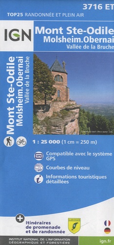  IGN - Mont Ste-Odile, Molsheim, Obernai, Vallée de la Bruche - 1/25 000.