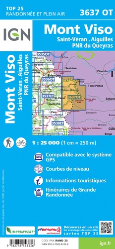 Mont Viso. Saint-Véran, Aiguilles, PNR du Queyras 1/25 000