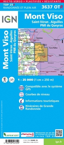 Mont-Viso. Saint-Véran, Aiguilles, PNR du Queyras 1/25 000 2e édition