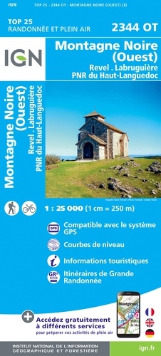 Montagne Noire (Ouest), Revel, Labruguière, PNR du Haut-Languedoc. 1/25 000