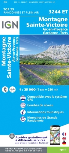 Montagne Sainte-Victoire, Aix-en-Provence, Gardanne, Trets. 1/25 000