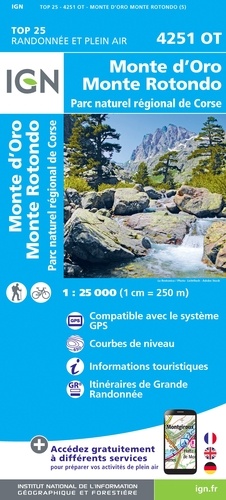 Monte d'Oro, Monte Rotondo, Parc naturel régional de Corse. 1/25 000 5e édition