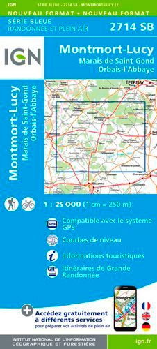 Montmort-Lucy, Marais de St-Gond, Orbais-l'Abbaye. 1/25 000