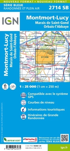 Montmort-Lucy, Marais de St-Gond, Orbais-l'Abbaye. 1/25 000