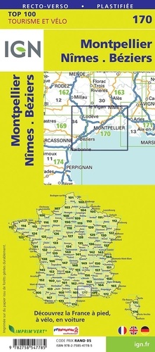 Montpellier, Nîmes, Béziers. 1/100 000