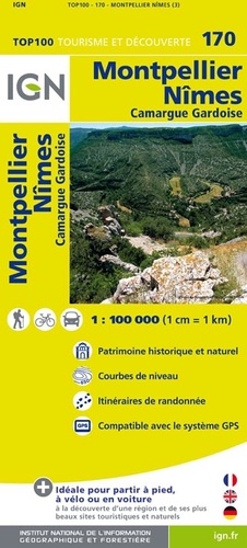  IGN - Montpellier, Nimes, Camargue Gardoise - 1/100 000.