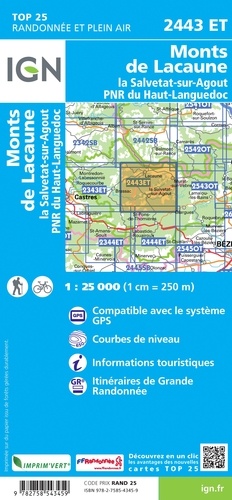 Monts de Lacaune, La Salvetat-sur-Agout, PNR du Haut Languedoc. 1/25 000