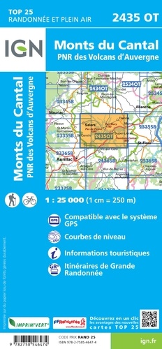 Monts du Cantal, PNR des volcans d'Auvergne. 1/25 000 5e édition