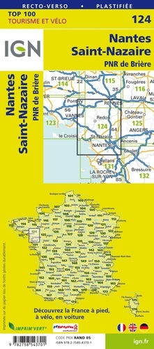 Nantes, Saint-Nazaire, PNR de Brière. 1/100 000 4e édition