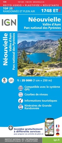 Néouvielle, Vallée d'Aure, Parc national des Pyrénées (1748ET). 1/25 000 (résistante)